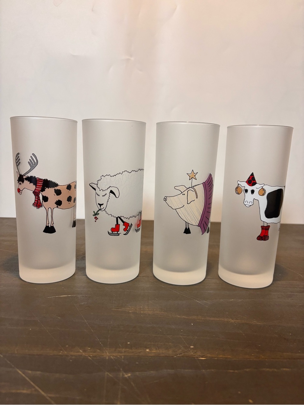Vintage DARTINGTON Designs Highball Tumbler Frosted Drinking Glasses France Four
